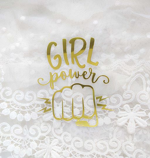 х-Girl power - вирубка із термотрансферної плівки - зеркальне жовте золото