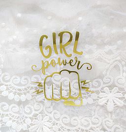 х-Girl power - вирубка із термотрансферної плівки - зеркальне жовте золото