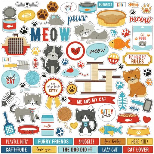 Echo Park - I Love My Cat Collection - Cardstock Stickers - наклейки