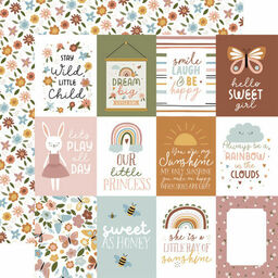 Echo Park - Dream Big Little Girl Collection - Double-Sided Cardstock - 3"X4" Journaling Cards - папір 30x30 см
