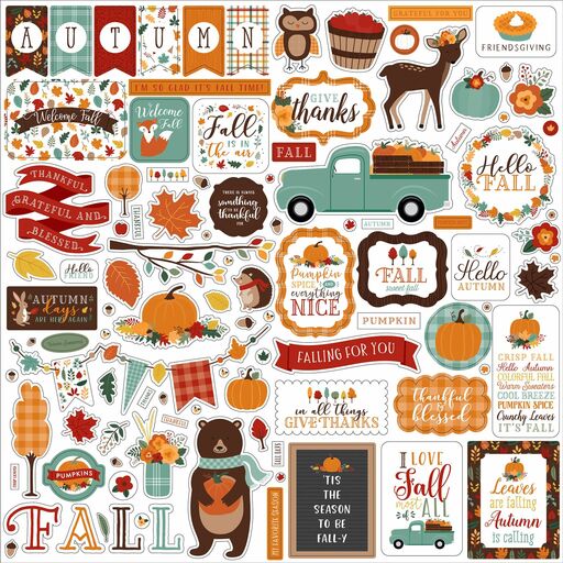 Echo Park - Happy Fall Collection - Cardstock Stickers - наклейки