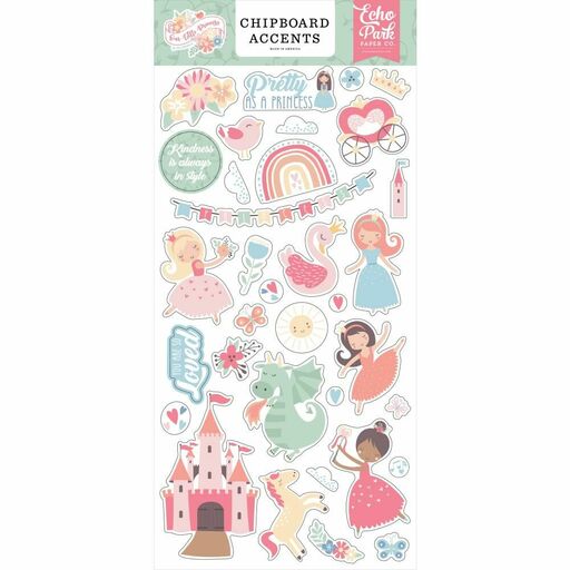 Echo Park - Our Little Princess Collection - Accents Chipboard Stickers - чіпборд