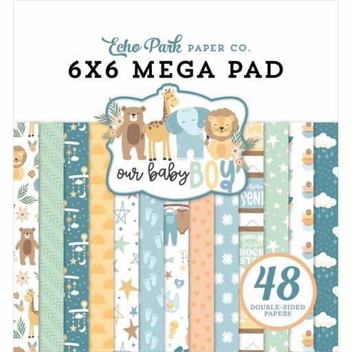 Echo Park - Our Baby Boy Collection - Double-Sided Paper Pad - 1/3 (16 листів) набору паперу 15x15 см