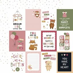 Echo Park - Special Delivery Baby Girl Collection - Double-Sided Cardstock - 3"X4" Journaling Card - папір 30x30 см