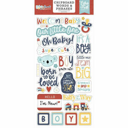 Echo Park - Baby On Board BoyCollection - Word And Phrases Chipboard Stickers - чіпборд