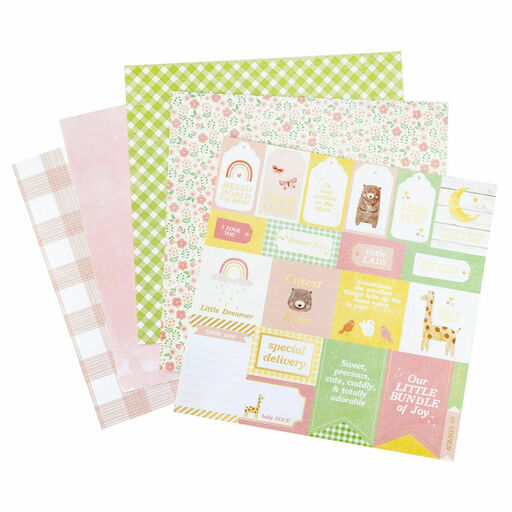 American Crafts - Hello Little Girl Collection - Double-Sided Paper Pad - 1/2 набору паперу 30.5x30.5 см