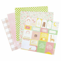 American Crafts - Hello Little Girl Collection - Double-Sided Paper Pad - 1/2 набору паперу 30.5x30.5 см