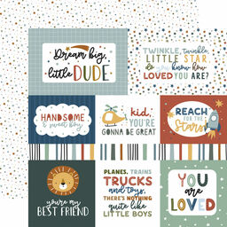 Echo Park - Dream Big Little Boy Collection - Double-Sided Cardstock - Journaling Cards 2 - папір 30x30 см