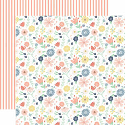 Echo Park - Baby On Board Girl Collection - Double-Sided Cardstock - Sweet Baby Blossoms - папір 30x30 см