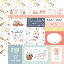 Echo Park - Baby On Board Girl Collection - Double-Sided Cardstock - Multi Journaling Cards - папір 30x30 см