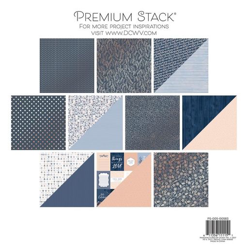 DCWV - Indigo Kraft & Rose Gold - Double-Sided Paper W/Rose Gold Foil Accents - 1/2 набору паперу 30.5х30.5 см
