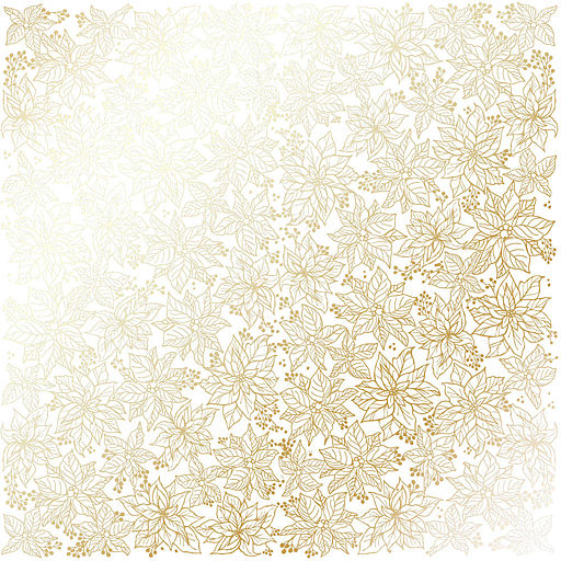 Лист односторонней бумаги с фольгированием "Golden Poinsettia White" (16-001)