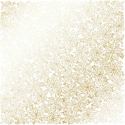 Лист односторонней бумаги с фольгированием "Golden Poinsettia White" (16-001)