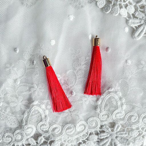 Китиця декоративна зі шляпкоюй 6 см - червона