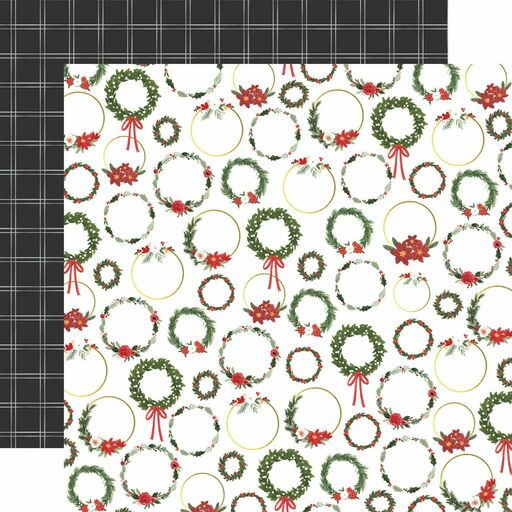 Carta Bella - Happy Holidays Collection - Double-Sided Cardstock - Christmas Wreaths - папір 30x30 см