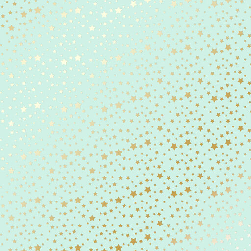Лист одностороннього паперу з фольгуванням "Golden stars, Mint" (9-033)