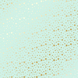 Лист одностороннього паперу з фольгуванням "Golden stars, Mint" (9-033)