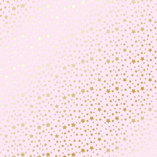 Лист одностороннього паперу з фольгуванням "Golden, stars Light pink" (9-003)