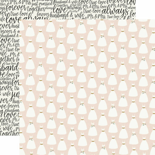 Echo Park - Wedding Day Collection - Double-Sided Cardstock - Dresses In White - папір 30x30 см