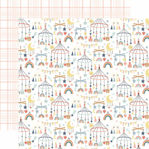 Echo Park - Baby On Board Girl Collection - Double-Sided Cardstock - Good Night Mobiles - папір 30x30 см