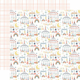 Echo Park - Baby On Board Girl Collection - Double-Sided Cardstock - Good Night Mobiles - папір 30x30 см