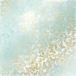 Лист одностороннього паперу з фольгуванням "Golden Azure watercolor" (21-022)