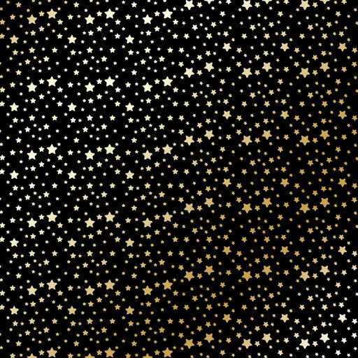 Лист одностороннього паперу з фольгуванням "Golden Stars, Black" (9-009)