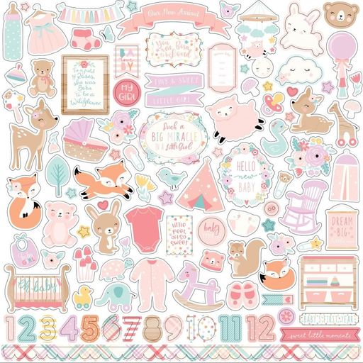 Echo Park - Hello Baby Girl Collection - Cardstock Stickers - наклейки