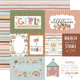 Echo Park - Dream Big Little Girl Collection - Double-Sided Cardstock - Multi Journaling Cards - папір 30x30 см