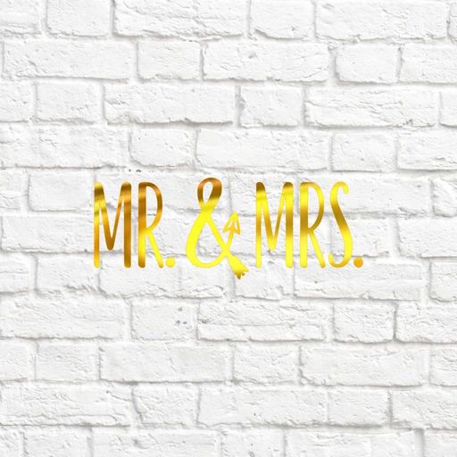 х-Mr and Mrs - вирубка із термотрансферної плівки - зеркальне жовте золото