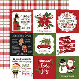 Echo Park - Home For Christmas Collection - Double-Sided Cardstock - 4"X4" Journaling Cards - папір 30x30 см