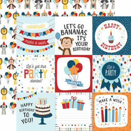 Echo Park - Birthday Boy Collection - Double-Sided Cardstock - 4"X4" Journaling Cards - папір 30x30 см