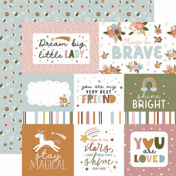 Echo Park - Dream Big Little Girl Collection - Double-Sided Cardstock - Journaling Cards - папір 30x30 см