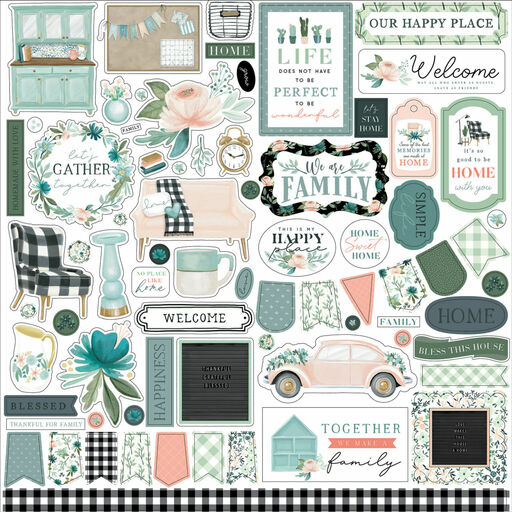 Echo Park - Gather At Home Collection - Cardstock Stickers - наклейки