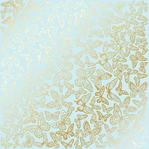 Лист одностороннього паперу з фольгуванням "Golden Butterflies Mint" (21-016)
