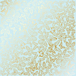 Лист односторонней бумаги с фольгированием "Golden Butterflies Mint" (21-016)