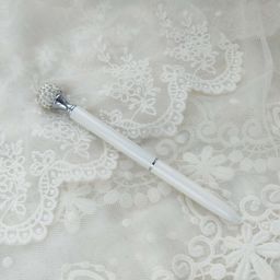 Ручка з "шаром зі стразами" - колір Білий з сріблом