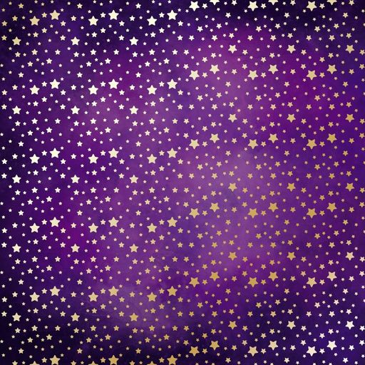 Лист одностороннього паперу з фольгуванням "Golden Stars, Violet aquarelled" (9-017)