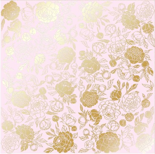 Лист одностороннього паперу з фольгуванням "Golden Peony Passion Light Pink" (26-017)