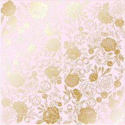 Лист одностороннього паперу з фольгуванням "Golden Peony Passion Light Pink" (26-017)
