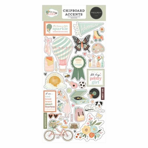 Carta Bella Paper - That's My Girl Collection - Accents Chipboard Stickers - чіпборд