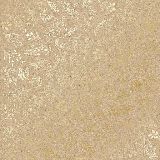 Лист одностороннього паперу з фольгуванням "Golden Branches Kraft" (22-005)