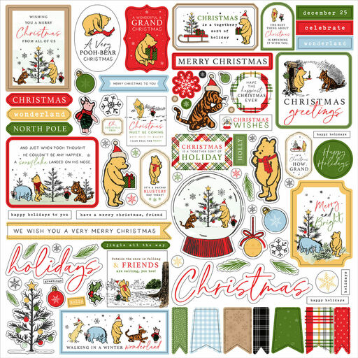 Echo Park - Winnie The Pooh Christmas Collection - Cardstock Stickers - наклейки