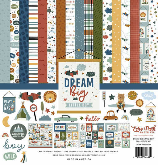 Echo Park - Dream Big Little Boy - Collection Kit - Double-Sided Paper Pad - набір паперу 30x30 см
