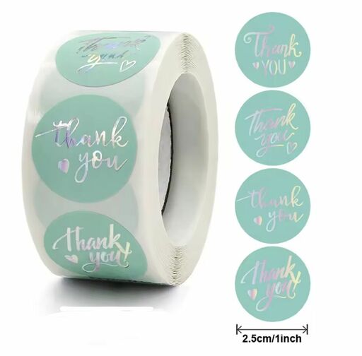 Наклейки "Thank you" - 12 - круглі з фольгуванням - 10 шт