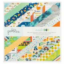 Pebbles - Cool Boy Collection - Double-Sided Paper Pad 12"X12" - 1/2 набору паперу 30x30 см