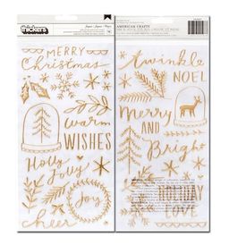 Crate Paper - Merry Days Collection - Thickers Stickers Joyous Phrase/Gold Puffy - пафф наклейки