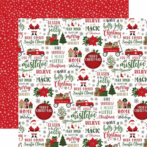 Echo Park - Jingle All The Way Christmas Collection - Double-Sided Cardstock - Here Comes Santa Claus  - папір 30x30 см