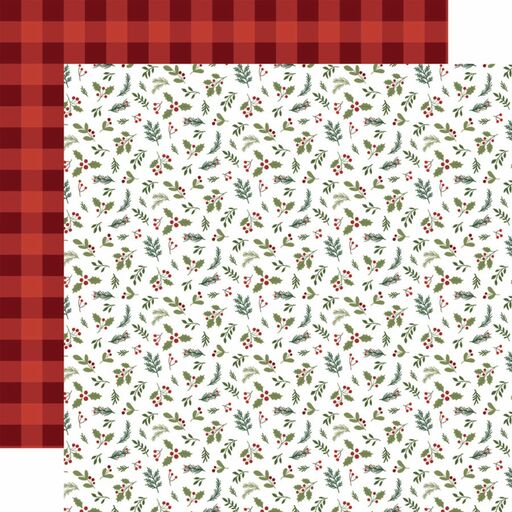 Echo Park - Gnome For Christmas Collection - Double-Sided Cardstock - Mistletoe and Holly - папір 30x30 см