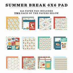 Echo Park - Summer Break Collection - Double-Sided Paper Pad - 1/2 набору паперу 15x15 см